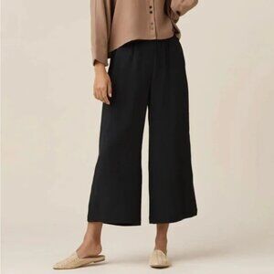 VETTA Capsule Apron Wide Leg Cropped Pants Black Sz S Pockets